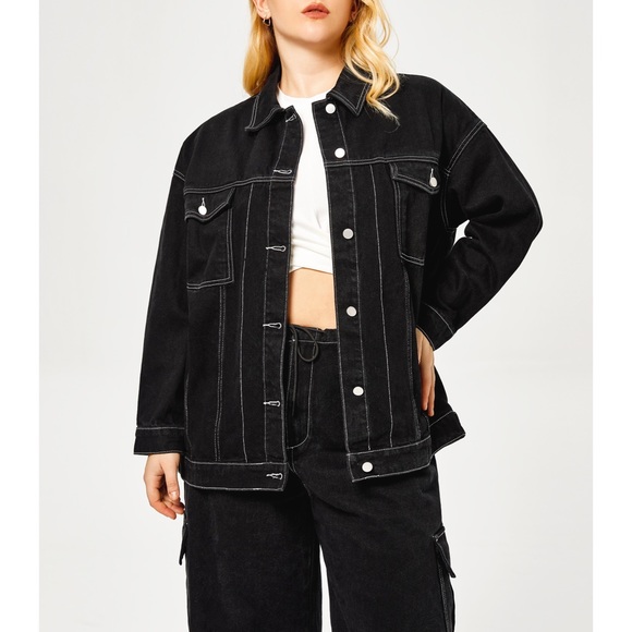 Cider Jackets & Coats Cider Contrast Trim Denim Jacket Poshmark